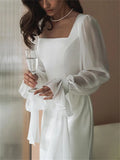 Yipinpay White Ruffled Mesh Maxi Dress For Women High Waist Fashion Elegant Patchwork Slim Party Dress Female Lace-Up Long Dress