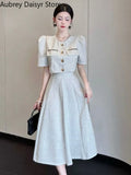 Yipinpay Long Dress Set Women Korean Fashion Vintage Office Lady Chic Formal Occasion Dress Casual Slim Evening Party Dress New