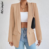 yipinpay Red Blazers Women Long Sleeve Suits Coat High Street Solid Color Outwear Outfits Slim Women Blazers and Jackets Veste Femme