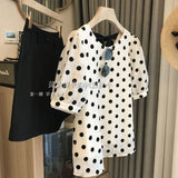 Yipinpay French Top Chiffon Polka Dot Shirt Women Thin Summer Blusas Mujer De Moda Elegant Back Lace Up Blouse Shirts Femininas
