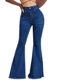 Yipinpay Winter New Women's High Stretch Flared Jeans Fashion Slim Fit Butt Lifting Ripped Denim Pants Casual Ladies Trousers S-2XL
