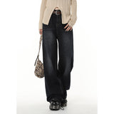 yipinpay Blue High Waist Women Jeans American Fashion Vintage Streetwear Style Wide Leg Jean Female Denim Trouser Baggy Denim Pants