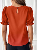 Yipinpay Women's Blouses Top 2024 Summer New Fashion Red O Neck Lantern Short Sleeve Streetwear Casual Black Shirts For Women Clothing