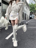Yipinpay Solid Two-piece Skirt Sets Women Zipper Hoodies Jacket + Split Mini Skirt Autumn Winter Sexy Korean Style Outfits New