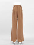 Yipinpay Khaki Pleated Office Trousers For Women Casual High Waist Floor-Length Pants Classy Ladies Business Black Pants 2023