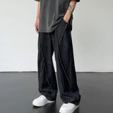 Yipinpay New Summer Jeans Men Patchwork Denim Trousers Male Oversize Loose Casual Wide-leg Pants Streetwear Harajuku Clothing