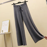 Yipinpay New Drape High-waist Wide-leg Autumn And Winter Fashion Loose Knit Straight-leg Pants Lace-up Casual Women Clothing