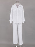 Yipinpay White Cotton Women Long Sleeve 2 Piece Sets Nightwear Female Casual Trouser Suits Solid Spring 2023 Sleepwear Outfit