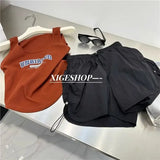 Yipinpay Shorts Women Summer Spicy Girl High Waist Loose A-line Versatile Wide Leg Drawstring Quick Dried Casual Short Pants