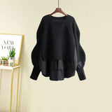 Yipinpay Women's Spring Autumn New Fashion Fake Two Piece Knit Sweater+Strap A-line Skirt Suit Korean Elegant Pullover Dress Matching Set