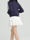 Yipinpay Ruffle White Mini Skirt Women Summer Korean Fashion High Waist Elastic Patchwork Kawaii Layer Short Skirt Cute Skort