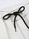 yipinpay Jeans White Pant Low Rise Cargo Pants Women Jogging Lace Up Wide Leg Pant Side Stripe Streetwear Loose Denim Trousers