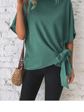 Yipinpay Casual Women's Top T Shirt 2024 Summer Solid Fashion Batwing Sleeve Shirt Tops Bow Women Pullover Blouses Female Clothing