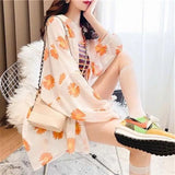 Yipinpay Jacket Women 2024 Summer New Casual Fashion Wild Loose Small Daisy Thin Long-sleeved Chiffon Sunscreen