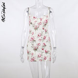 yipinpay Dresses Off Shoulder Mini Bodycon Dress Y2K Streetwear Lace Print Sleeveless Summer Dress 2023 Vintage Women's Clothes