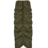 Yipinpay Women Solid Color Skirt, Drawstring Pleated Adjustable Elastic High Waist Half Dress Casual Daily Clothes