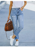 Yipinpay New Women's High Stretch Ripped Jeans Fashion Slim Denim Pencil Pants Street Casual Female Clothing S-2XL Drop Shipping