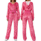 Yipinpay Women's Pants Suits Female Short Coat Heart Print Long Sleeve Tops with Zipper and Pockets Women's Clothes for Spring Fall 2023