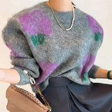 Yipinpay Pullovers Mohair Flower Sweater Jumper Sueter Mujer Autumn Winter Oversized Sweater Women Chic Fashion Knit Coat Top