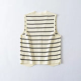 Yipinpay 2024 Women Fashion Single Breasted Striped Tank Top Sexy Sleeveless Ladies Summer Crop Top