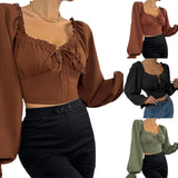 Yipinpay French Chic Blouse Halter Shirts Women Lantern Sleeve Shirt Tops Female Casual Ladies Blouses Autumn&Spring Blusas Dropship