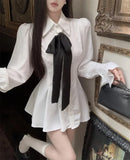 Yipinpay Elegant Dresses Women French Style Chic Long Sleeve Autumn Satin Slim Turn Down Collar Temperament Shirt Dress Female