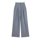 Yipinpay New Women Fashion Front Pleat Casual Straight Pants Office Ladies High Waist Pockets Full Length Trousers Mujer
