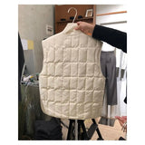 Yipinpay Slim Retro Autumn Black Parkas Down Coats Argyle Quilted Cotton Waistcoat Women Chalecos Mujer Double Breasted Vest Jacket