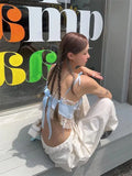 Yipinpay Spliced Strap Tank Top Women Summer Camisole New Spicy Girl Sexy Fashion Versatile Outer wear Slim Crop Top Women Clothing