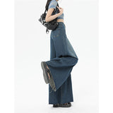 yipinpay High Waist Women Jeans Vintage American Fashion Streetwear Wide Leg Female Denim Trouser Slouchy Baggy Straight Denim Pants