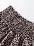 Yipinpay Leopard Animal Print Skirts Sets For Women 2024 Round Neck Lace Up Shirts Layered Mini Shirts 2 Pieces Sets Lady Outfits