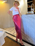 Yipinpay Sparkly Midi Skirts Women Autumn 2024 New High Waist Glitter Sequin Y2k Long Skirt Fashion Club Party Ladies Long Skirt