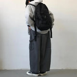 Yipinpay Streetwear Multi-pocket Jeans Loose Plus Size 5XL Wide Leg Pants Japanese Harajuku Casual Denim Trousers Men Clothing