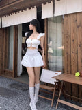 Yipinpay Sexy Hot Girl Suit Women's Summer Edible Tree Fungus Vest High Waist A-line Mini Skirt Two-piece Set Fashion Female Clothes