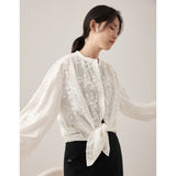 yipinpay Women Shirt Spring White Shirt Embroidery Fashion Leisure 2023 NEW Female Thin Long Sleeve Chic Comfortable Casual Blouse Tops