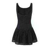 Yipinpay Summer Women Sleeveless Sexy Backless Dress Low Waist Female Black White Mini Robe