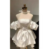 Yipinpay New High end Unique Light Luxury Off Sholuder Strapless Dresses for Women Spicy Girl Waist Slimming A-line Short Dress