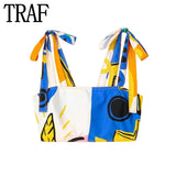 Yipinpay Printed Crop Top Women Sleeveless Women's Tank Top Backless Corsets Sexy Tops Woman Beach Summer Tops For Women 2023