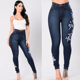 Yipinpay New Women's High Waist Embroidered Jeans Fashion Slim Stretch Denim Pencil Pants Street Trendy Trousers S-3XL Drop Shipping