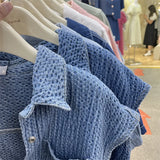 Yipinpay Waistcoat Jean Jacket Jaqueta Feminina Short Sleeve Denim Coat Chaqueta Mujer Women Crop Shirt Korean Tops Y2k Vest