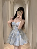 Yipinpay Temperament Dresses Women Sleeveless V Neck Floral French Style Chic Slim Vintage Backless Elegant Dress Party Fairy