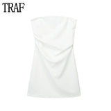 Yipinpay 2023 White Black Corset Dress Woman Summer Sexy Short Dresses Daring Ruched Backless Mini Dress Women Evening Party Dresses