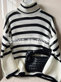 Yipinpay Winter Women¡¯s Long Sleeves Knit Sweater Turtleneck Striped Print Loose Pullover Tops 2024 New Autumn Oversized Sweater