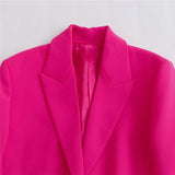 Yipinpay Fuchsia Cropped Blazer Woman New In Short Feather Coats And Jackets Long Sleeve Blazers For Women Elegant Stylish Jacket