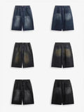 Yipinpay Black Low Waist Washed Denim Short Pants Women Retro Fashion Casual Loose Fit Y2K Streetwear Wide Leg Jeans 2024 Summer