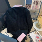 Yipinpay Coats Vintage Short Blazers Black Tweed Cardigan Jaqueta Feminina Autumn Jacket Fashion Chic Chaquetas Long Sleeve Suits