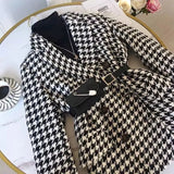 Yipinpay Winter Tailored Coat Vintage Thousand Bird Plaid Jacket Women Jaqueta Feminina Woolen Coat Blends Tweed Blazer