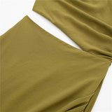 Yipinpay Asymmetric Long Dress Women Summer Cut Out Elegant Party Dresses For Women 2023 Ruched Off Shoulder Sleeveless Midi Dress