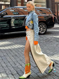 Yipinpay 2024 Summer Split Out Denim Skirt Jeans Women Casual Long Skirt Low Waisted Jean Streetwear New Midi Pencil Skirt Y2k New