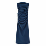 Yipinpay Cut Out Corset Woman Off Shoulder Long Dresses For Women 2023 Ruched Blue Bodycon Dress Women Sexy Evening Party Dresses